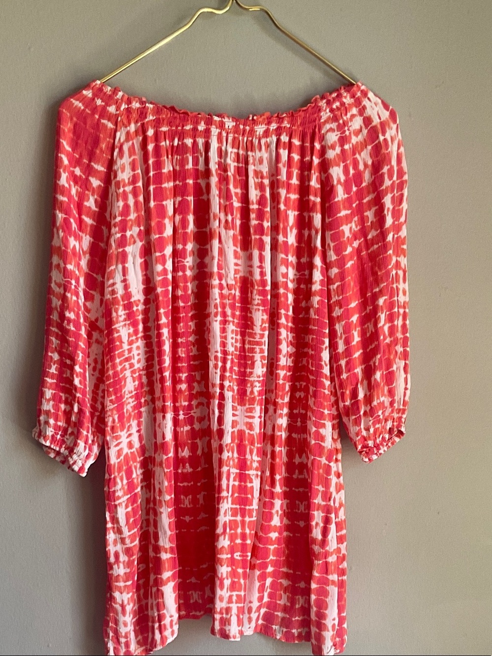 grand & greene Red and White Tie-Dye Peasant Blouse - Picture 3 of 6